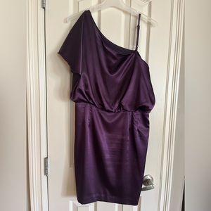 Jessica brand one shoulder purple satin dress. Size 10.